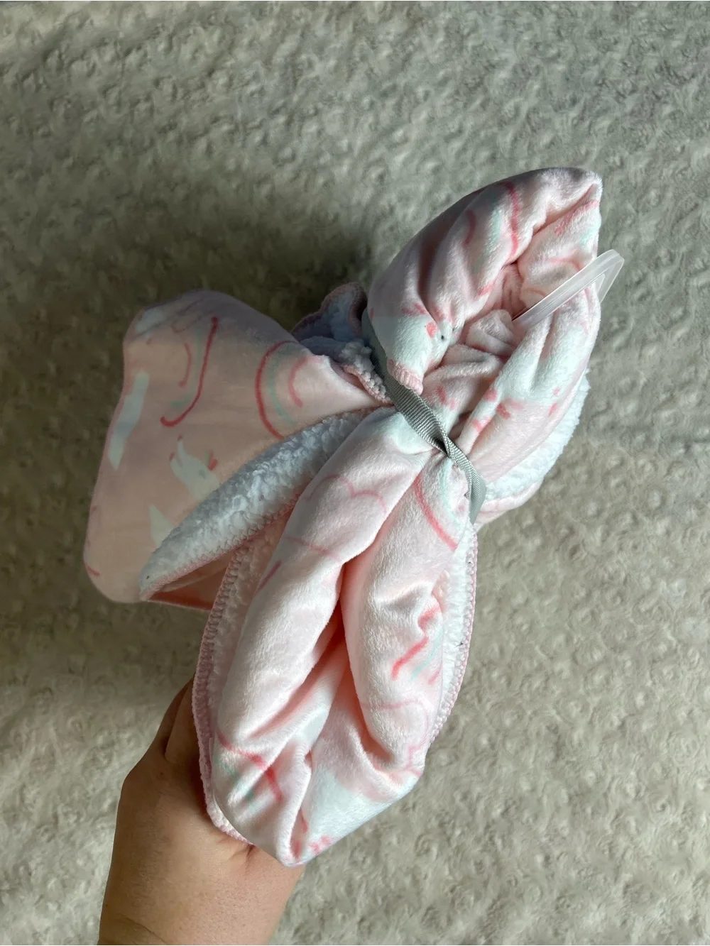 Just Born Pink Unicorn Rainbow Baby Blanket White Sherpa Clouds Security Lovey